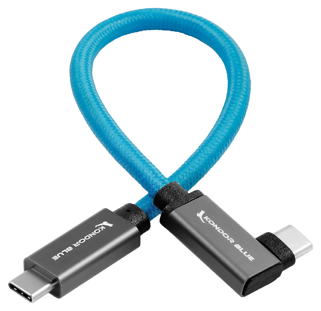 Kondor Blue USB C To USB C High Speed Cable Right Angle 8.5